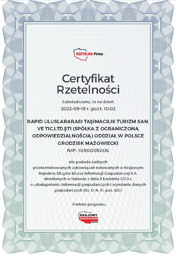 Certificat Rapid Logistics pentru operațiunile din Polonia